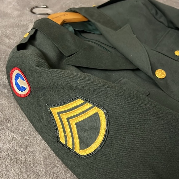 70s Vietnam War Mens Wool  Class 3 AG-344 Officer Coat Jacket Green USA Size 46S - Picture 5 of 16